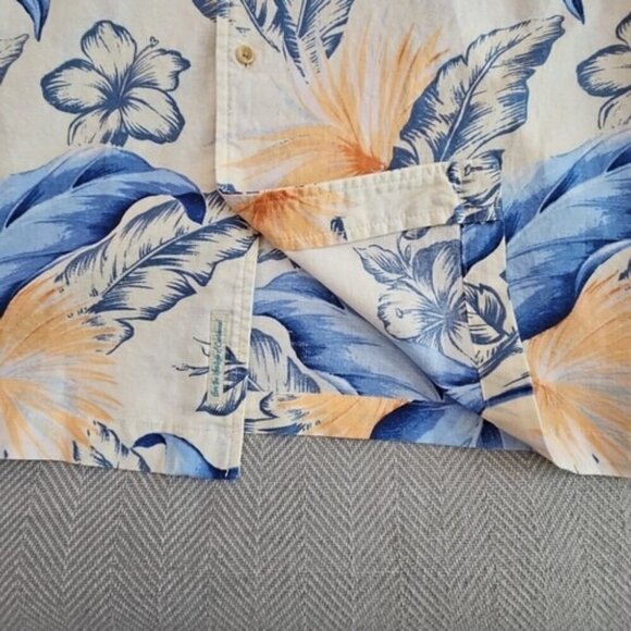 Caribbean Hawaiian Shirt Men's XL Multicolor Linen Blend Button Up S/S Floral - Picture 3 of 14